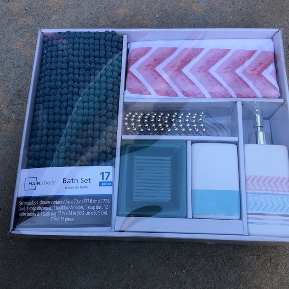 17-Piece Boho Border Polyester/Ceramic Bathroom Accessory Set, Multico - Picture 9 of 11